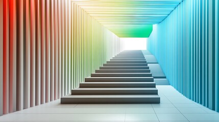 Colorful Stairway Ascending Towards Light