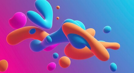Abstract Fluid Forms: A captivating composition of dynamic, colorful fluid shapes dances across a vibrant gradient background.
