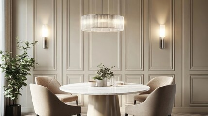 Elegant Dining Room with Modern Chandelier