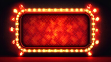 Obraz premium Vintage Cinema Light Frame on Red Dazzling Background