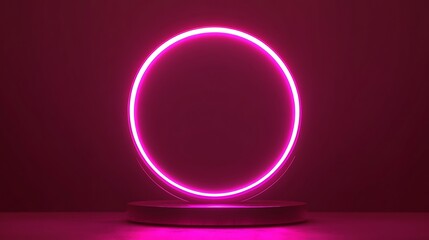 Pink Neon Oval Light on a Pedestal