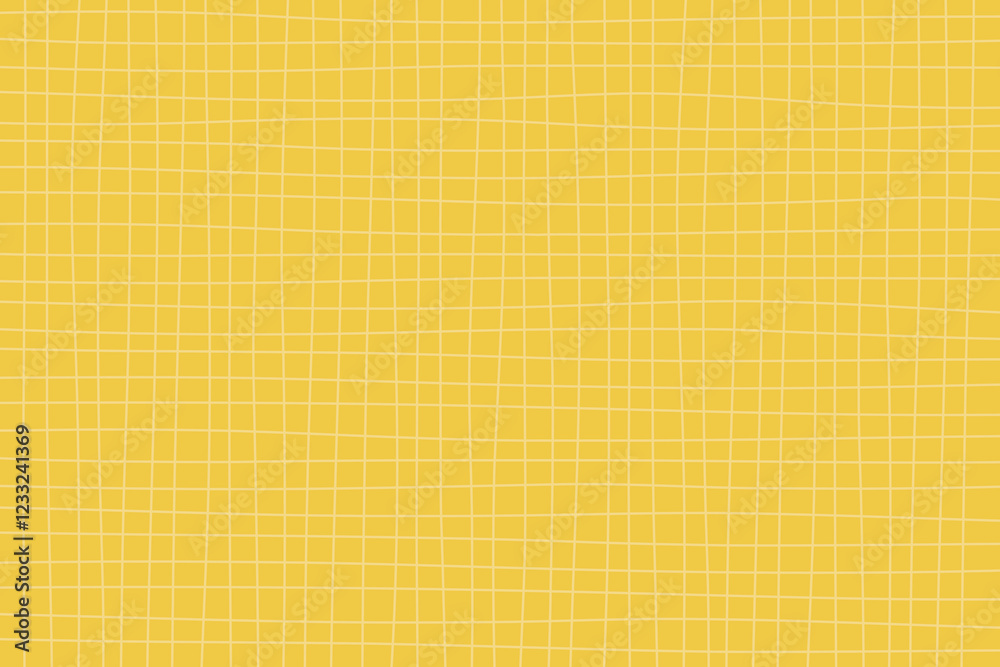 Poster yellow background with a grid of squares. the squares are of different sizes and are not perfectly a
