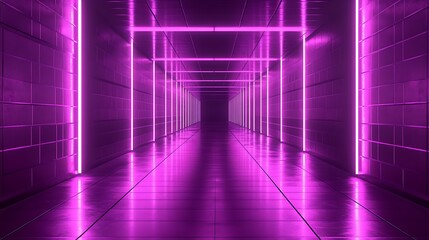Naklejka premium Neon Pink Lights Illuminate A Futuristic Corridor