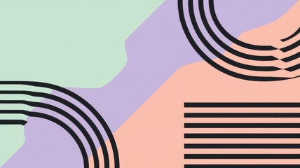 Abstract geometric design featuring curves and lines in pastel colors, creating a modern artistic vibe.