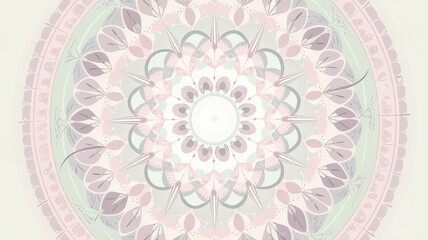 A beautiful abstract mandala design featuring soft shades of pastel colors, creating a calming and harmonious visual element.