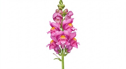 Obraz premium Vibrant Pink Snapdragon Flower Bloom Botanical Illustration Close up Detail