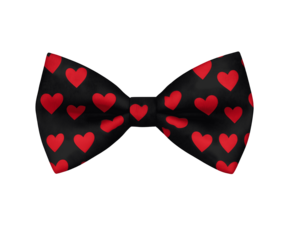 Romantic Heart Bow Tie: Valentine's Day Fashion, 3D Rendered Bowtie with Charming Heart Pattern, Isolated on Transparent Background, Perfect for      