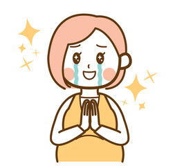 感動に浸る妊娠中の女性のイラスト