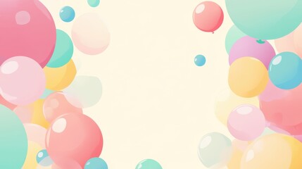 Colorful Balloons with Soft Pastel Shades on Light Background