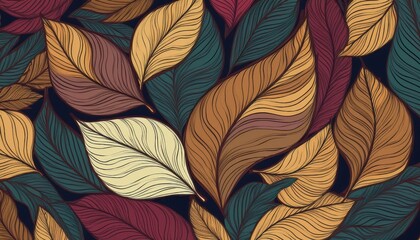 Endless Leaves Pattern A Vibrant and Intricate Background of Fallen Autumn Leaves, Capturing the Essence of Natures Palette in a Timeless Masterpiece