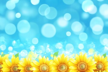 Obraz premium Beautiful Sunflowers against a Sky Background