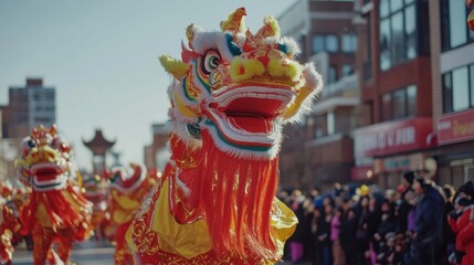 Fototapeta premium A Chinese dragon dance in a parade.