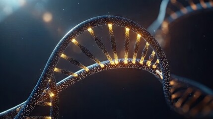 Naklejka premium Glowing DNA helix, genetic code, science background, research