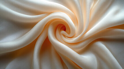 Obraz premium Ivory satin fabric with wavy folds and shiny texture. Generated with AI.