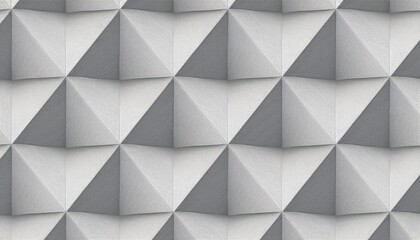 Highly Detailed Light Gray Abstract Seamless Geometric Pattern, Realistic 3D Cubes on White Paper Elevated at Dusk, Depicting Modern Minimalism and Complexity in Art.