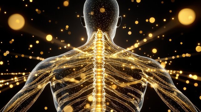 A glowing spine emitting vibrant energy.