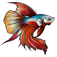 Fototapeta premium Colorful Betta Fish with Vibrant Fins in Dynamic Swimming Pose