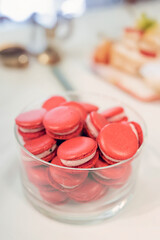 Pink macarons, French dessert, cookies