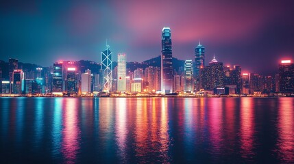 Obraz premium City skyline with reflection on the river