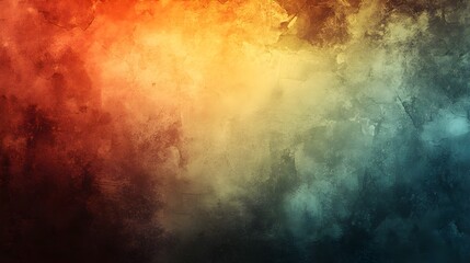 Obraz premium Abstract Warm Cool Color Blend Artistic Texture Background Design Digital Painting Grunge Style Orange Yellow Teal Green Dark Brown Shades Watercolor 