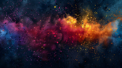 A vibrant cosmic abstract with colorful splashes resembling a nebula in space.