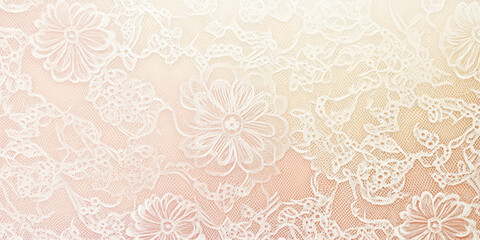 Soft pastel pink and cream vintage lace texture with delicate patterns.