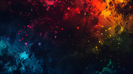A vibrant abstract background with colorful splashes and gradients.