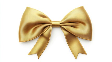 Isolated gold bow ribbon on a white background