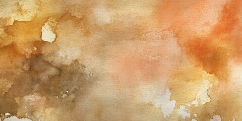 Obraz premium Warm taupe and gold watercolor background with soft fluid textures and intricate highlights.