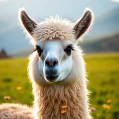 Obraz premium A picture of a llama. llama standing in the grass.