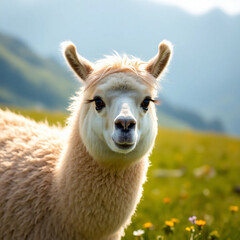 Obraz premium A picture of a llama. llama standing in the grass.