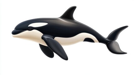 Detailed Illustration of a Playful Orca Swimming in Clear Water