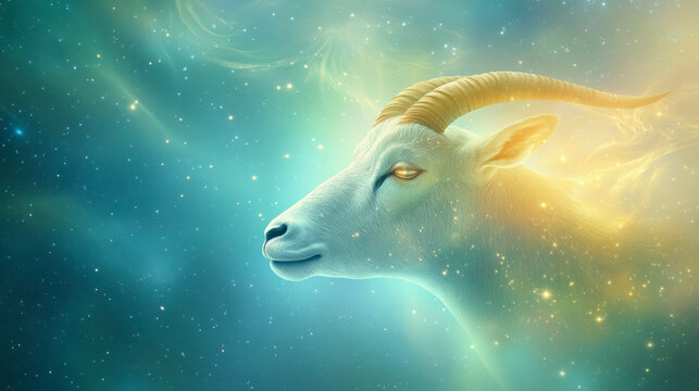 Capricorn:The Sea Goat Majestic Capricorn zodiac art featuring a celestial goat against a starry cosmic background, highlighting astrological symbolism and mystique.