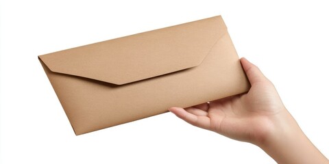 Fototapeta premium A hand holding a brown envelope