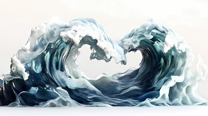 Obraz premium Ocean waves sculpture from plastic in plastic world. generative ai image. Ocean Horizon. Illustration