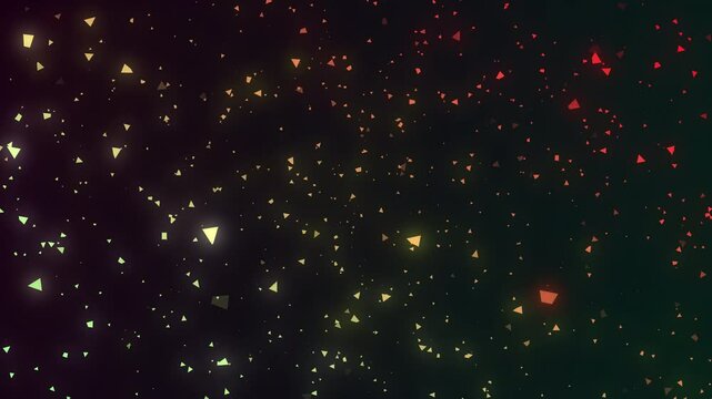 Particles, 4K, black background, glow, gradient, special effects, animation, background, material, nature, motion, simple, pattern, space, effect, triangle, light, neon, yellow, red