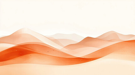 Minimalist illustration of hills in warm tones with watercolor effect on a light background. Generated with AI.