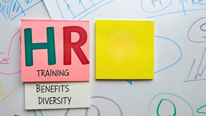 HR Training Benefits Diversity Concept in Office Environment with Colorful Sticky Notes
