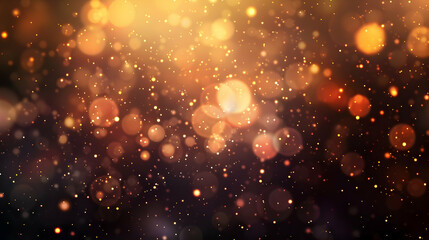 Fototapeta premium A blurred background of shimmering golden bokeh lights creating a festive atmosphere.