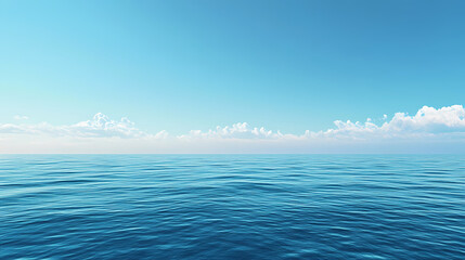Fototapeta premium A serene view of a calm ocean under a clear blue sky, evoking tranquility and peace. Ocean Horizon. Illustration