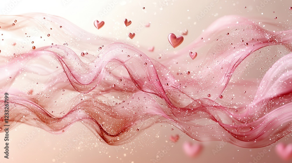 Aufkleber pink abstract background with bubbles and wave texture