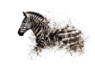 Fototapeta na wymiar Abstract Zebra Art Print Disintegrating Design