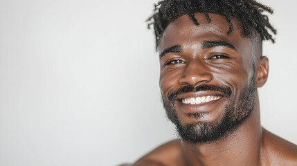 Obraz premium Happy man smiling, portrait, studio, white background