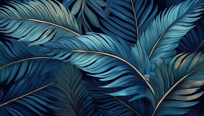 Tranquil Tropical Paradise Stunning Blue Palms Against a Serene Backdrop of a Luxurious Island Retreat