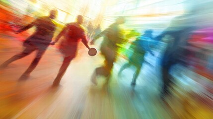 Obraz premium Abstract Motion Blur of People Walking in a Colorful Environment