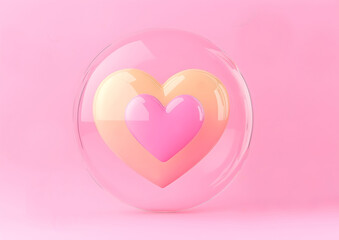 3D minimalistic happpy valentine's day background. Generative Ai.