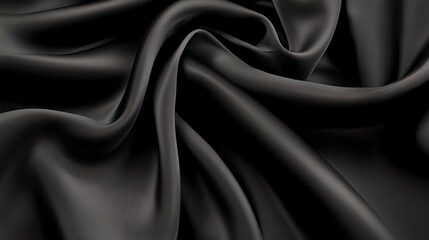 Fototapeta premium Soft Black Satin Fabric Texture with Gentle Draping and Shine