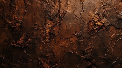 Fototapeta premium Textured surface with deep brown cracks and crevices, resembling aged stone