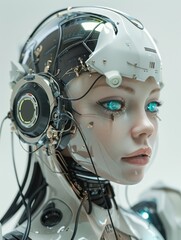 Fototapeta premium A sleek, stylish beauty robot teenager, combining high-tech features with the vibrant energy and fashion-forward look of youth.