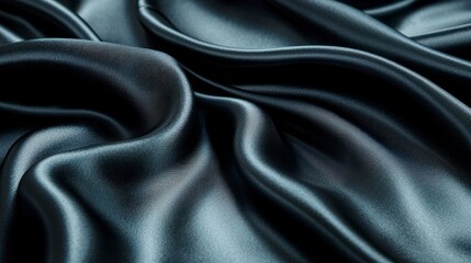Obraz premium Elegant Black Satin Fabric with Smooth Wrinkles and Textures
